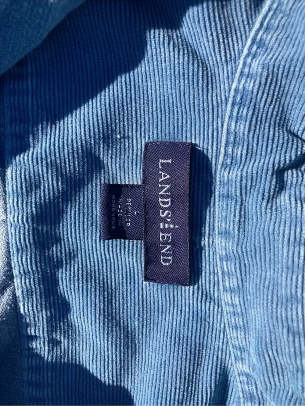 Lands' End Men's Blue Corduroy Button-Down Shirt